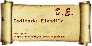 Dedinszky Elemér névjegykártya